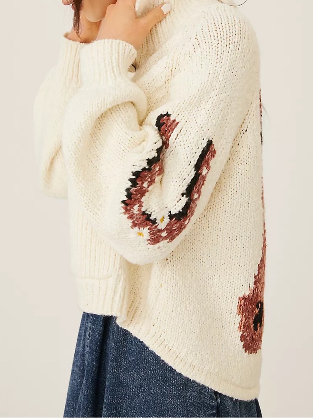 Pilcro by Anthropologie Western Horse Graphic Knit Cardigan Sweater Size MP - Picture 6 of 12